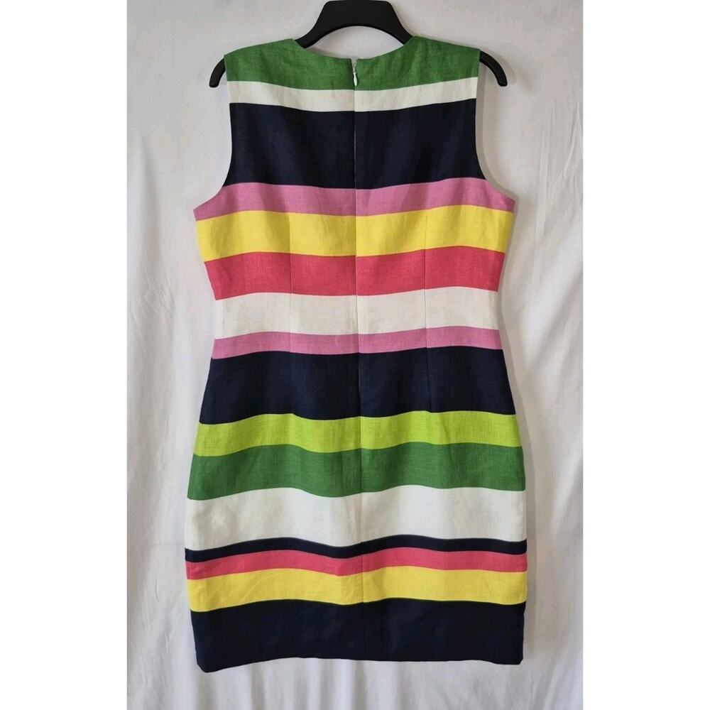 Hobbs London Designer Colorful Colorblock Linen Ives Sheath Dress US 10 - Picture 6 of 7